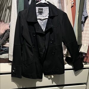 XOXO Women's Classic Black Pea Coat